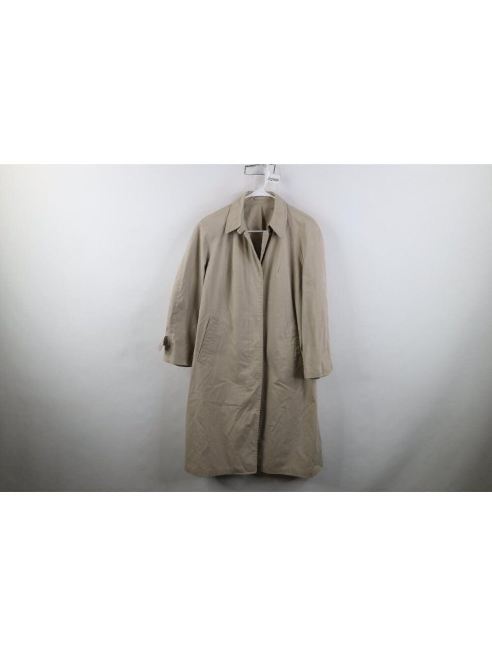 Vtg 70s Distressed Trench Coat Rain Jacket Womens Size 12 Petite Stone Beige USA